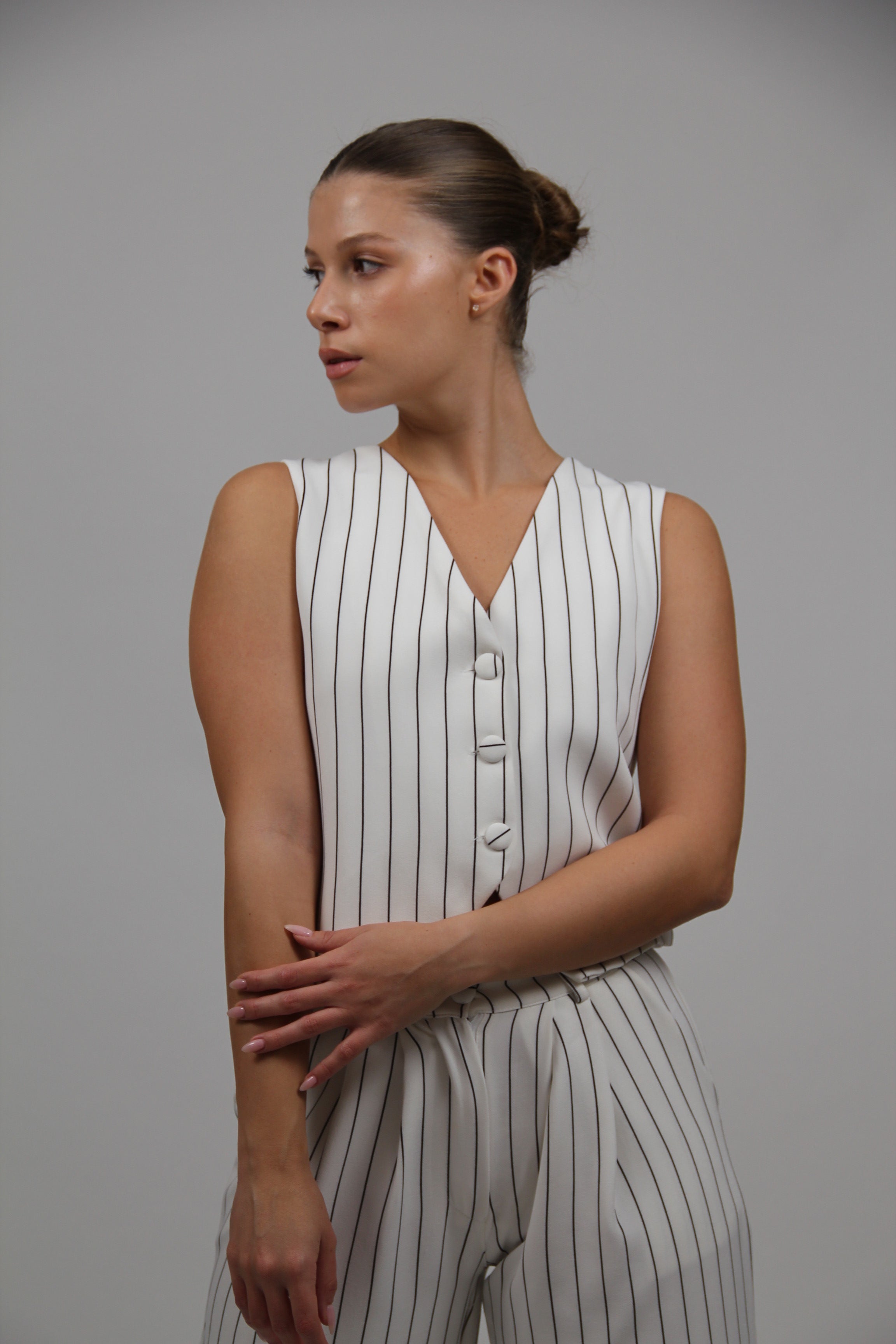 TAILORED STRIPED WAISTCOAT WHITE
