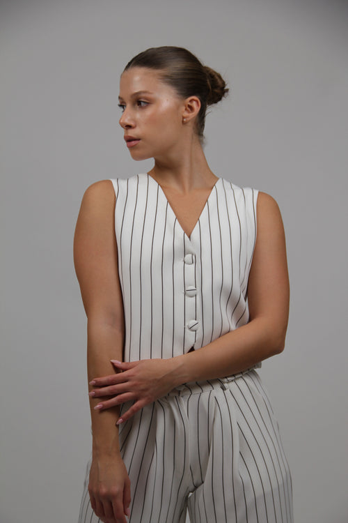 TAILORED STRIPED WAISTCOAT WHITE