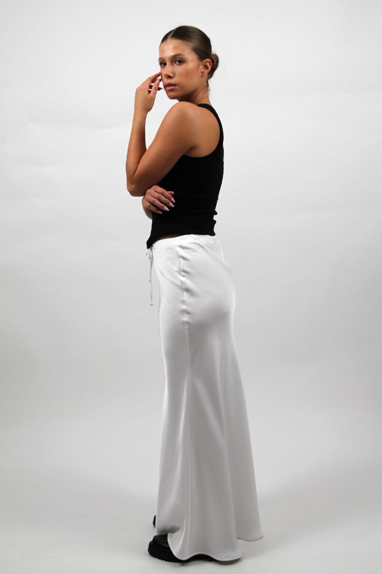 LONG SATIN SKIRT WHITE