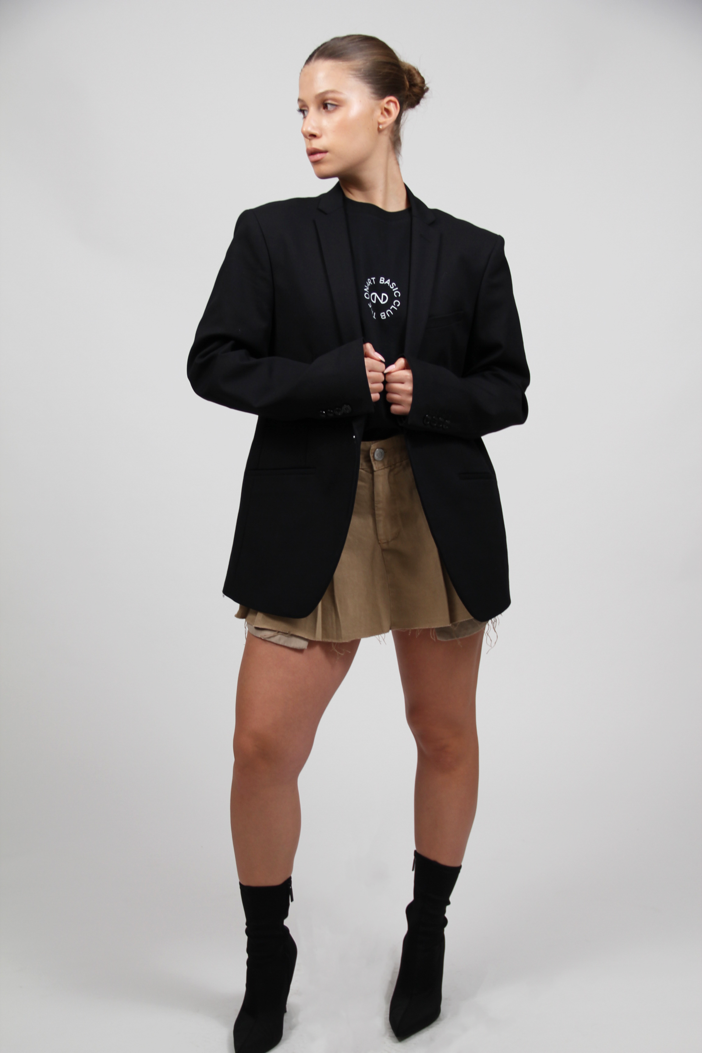 KELLY CAMEL DENIM MINI SKIRT