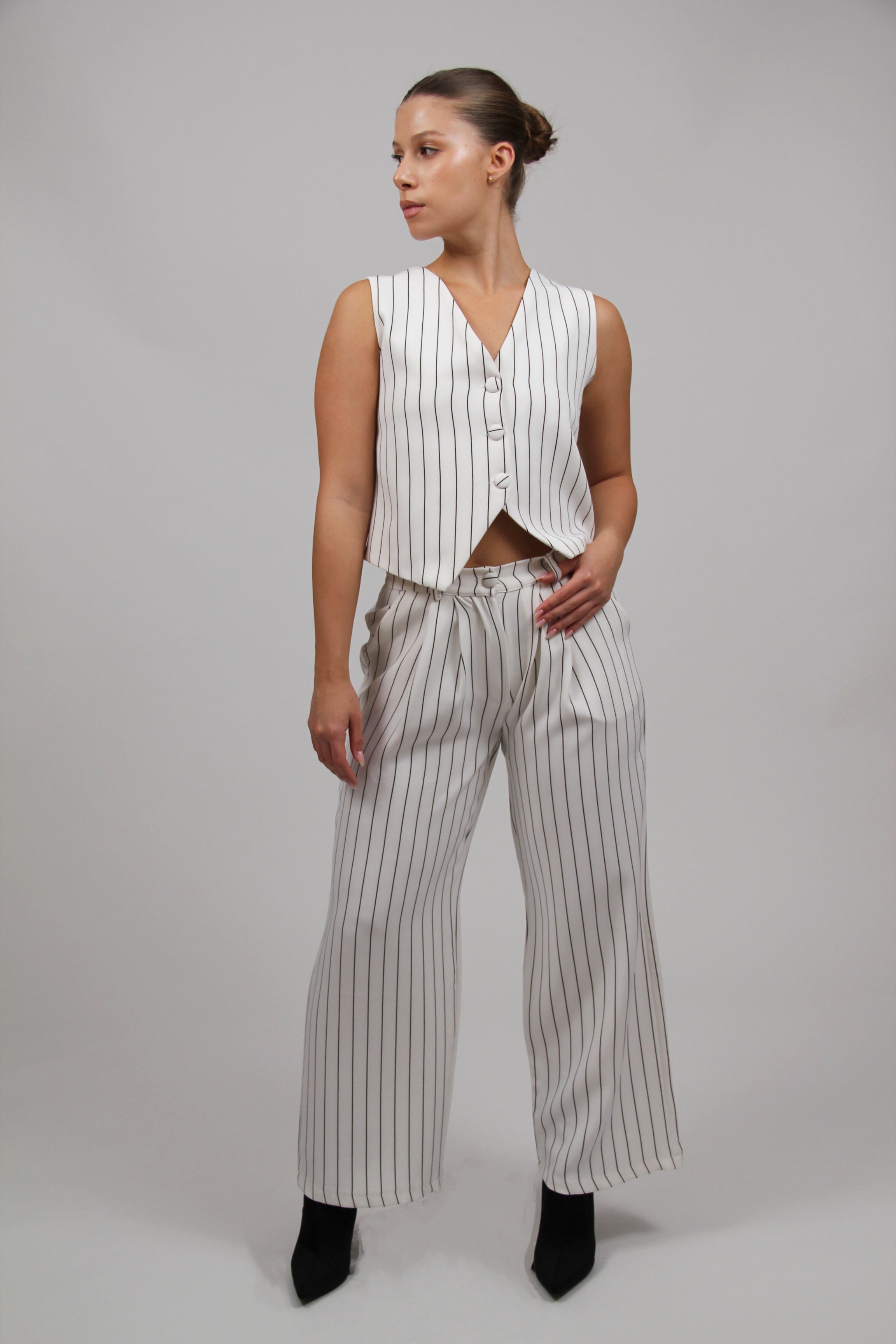 TAILORED STRIPED WAISTCOAT WHITE