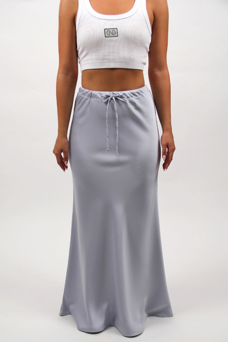 LONG SATIN SKIRT LIGHT BLUE