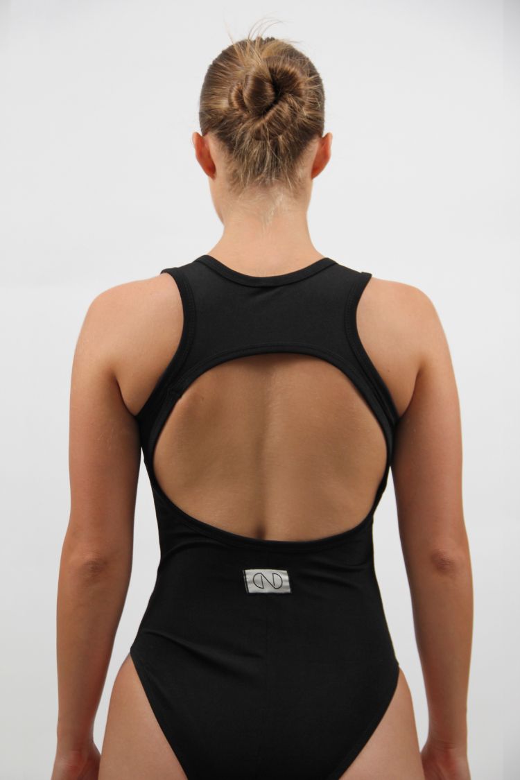 ONART BODYSUIT WITH OPEN BACK BLACK