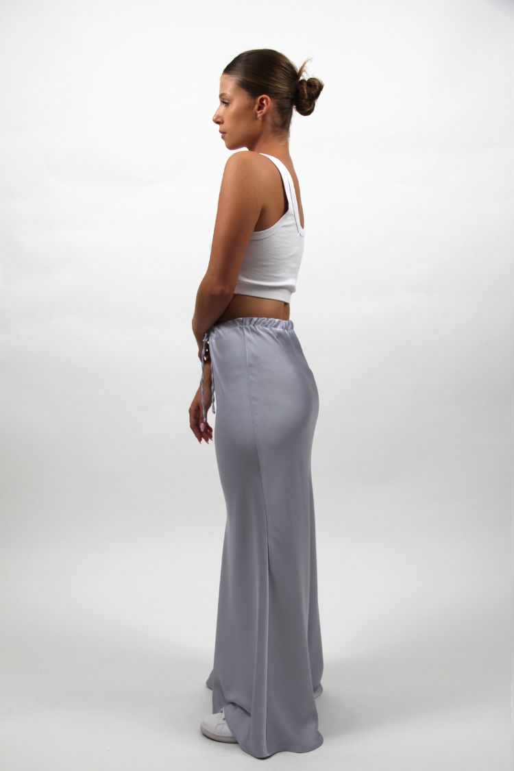 LONG SATIN SKIRT LIGHT BLUE