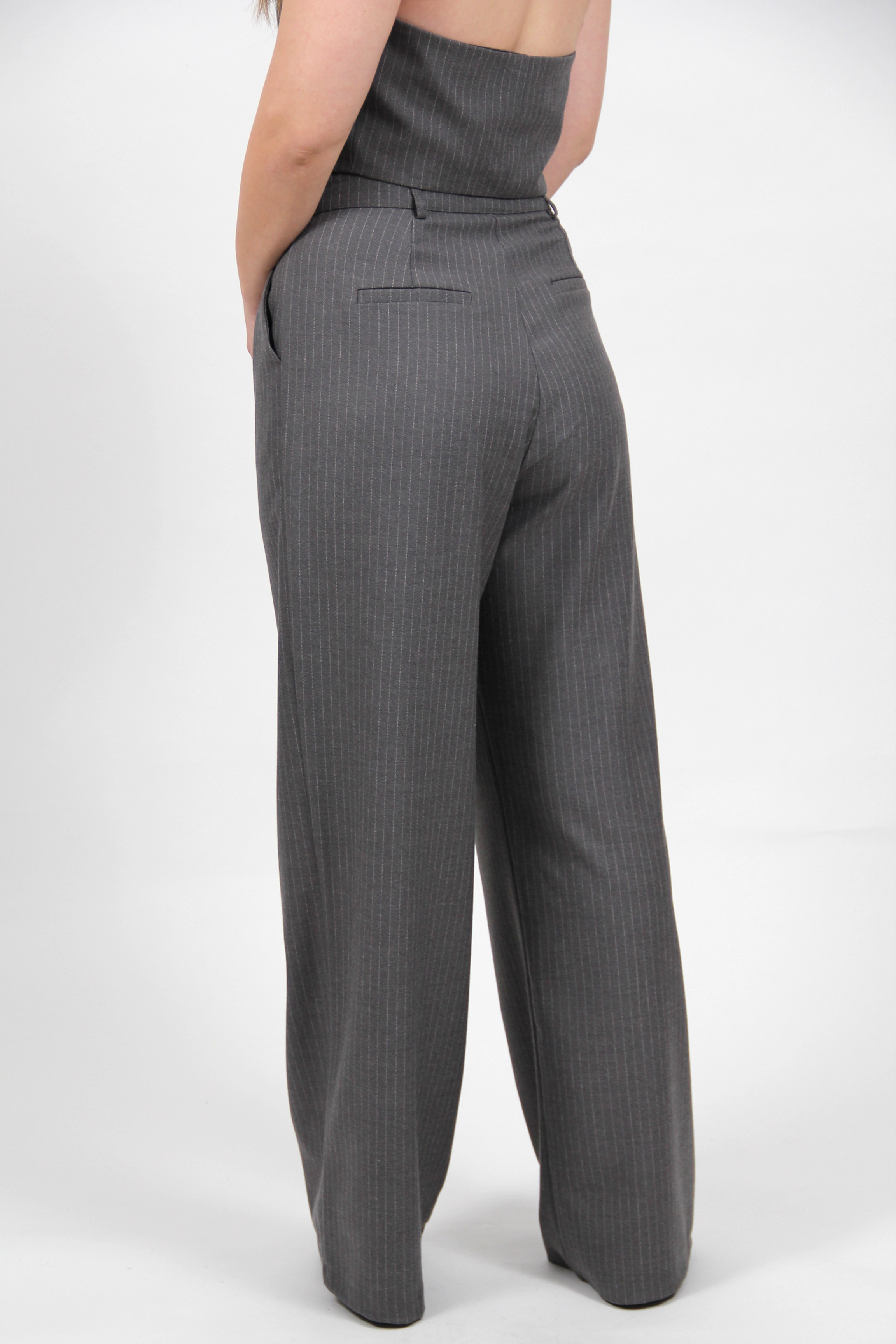 SUPER WIDE AUDREY STRIPED PANTS GRAY
