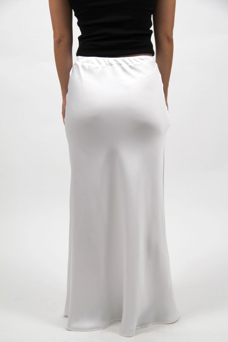 LONG SATIN SKIRT WHITE