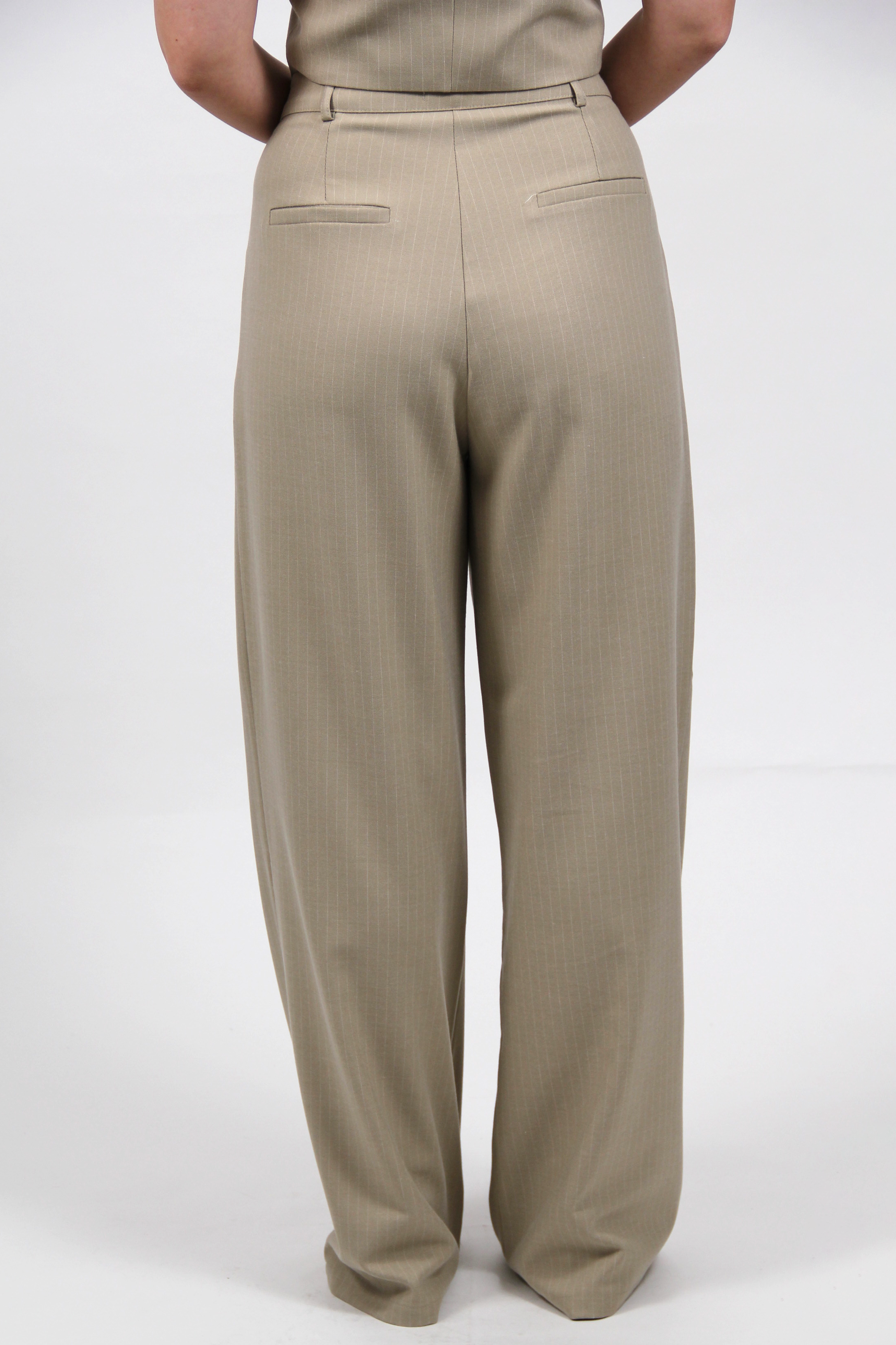 SUPER WIDE AUDREY STRIPED PANTS LIGHT KHAKI