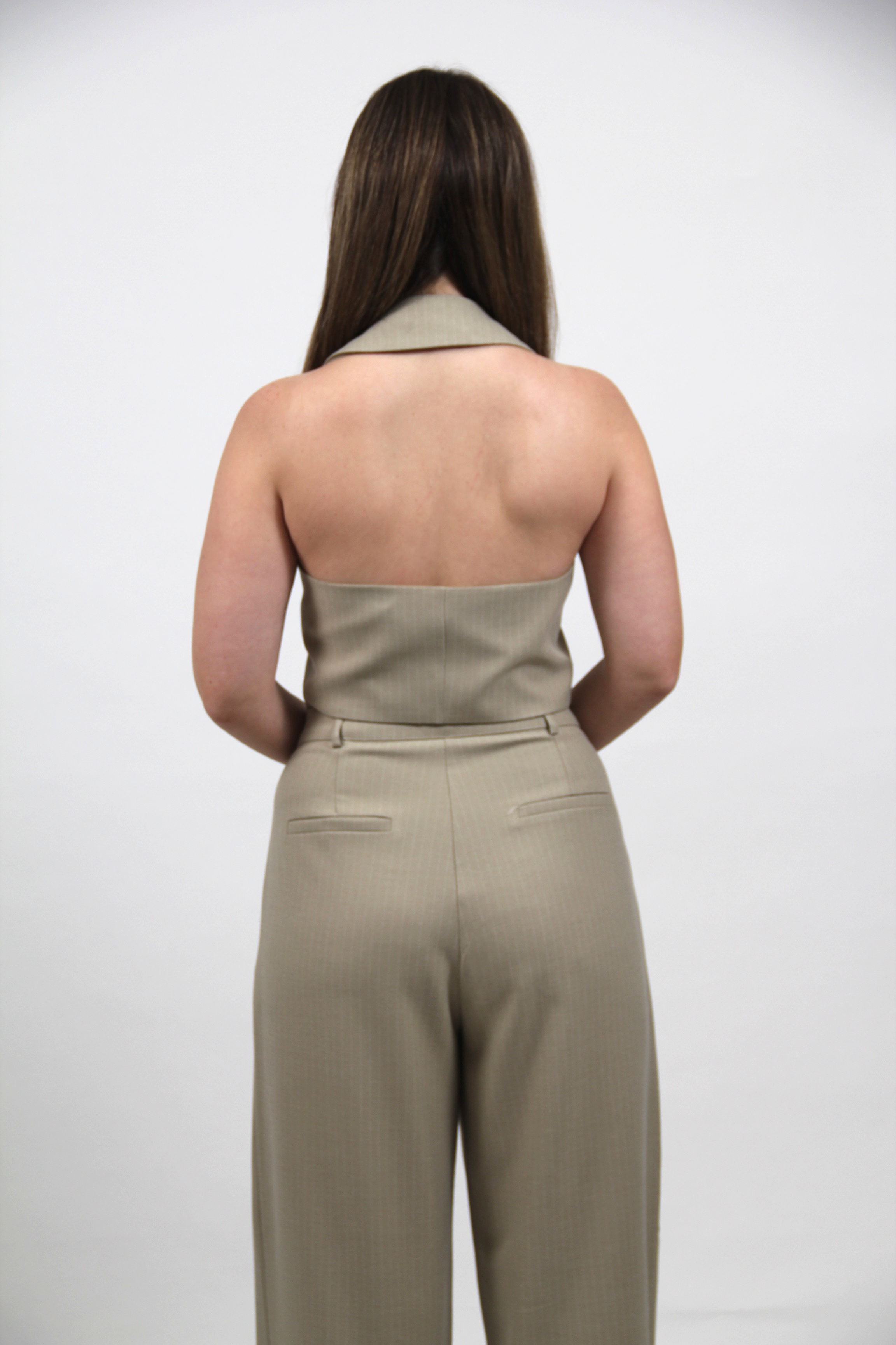 AUDREY STRIPED WAISTCOAT LIGHT KHAKI