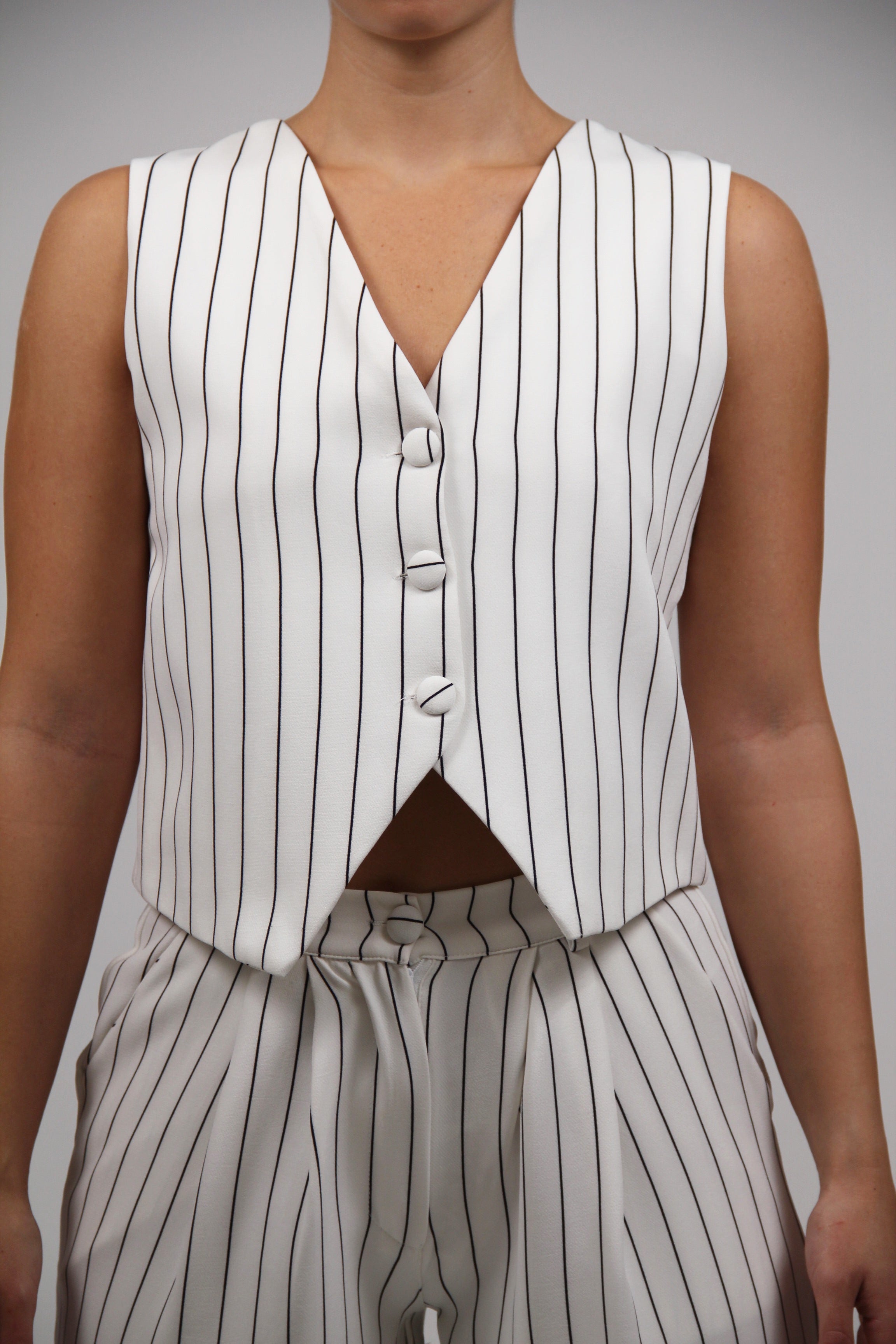 TAILORED STRIPED WAISTCOAT WHITE