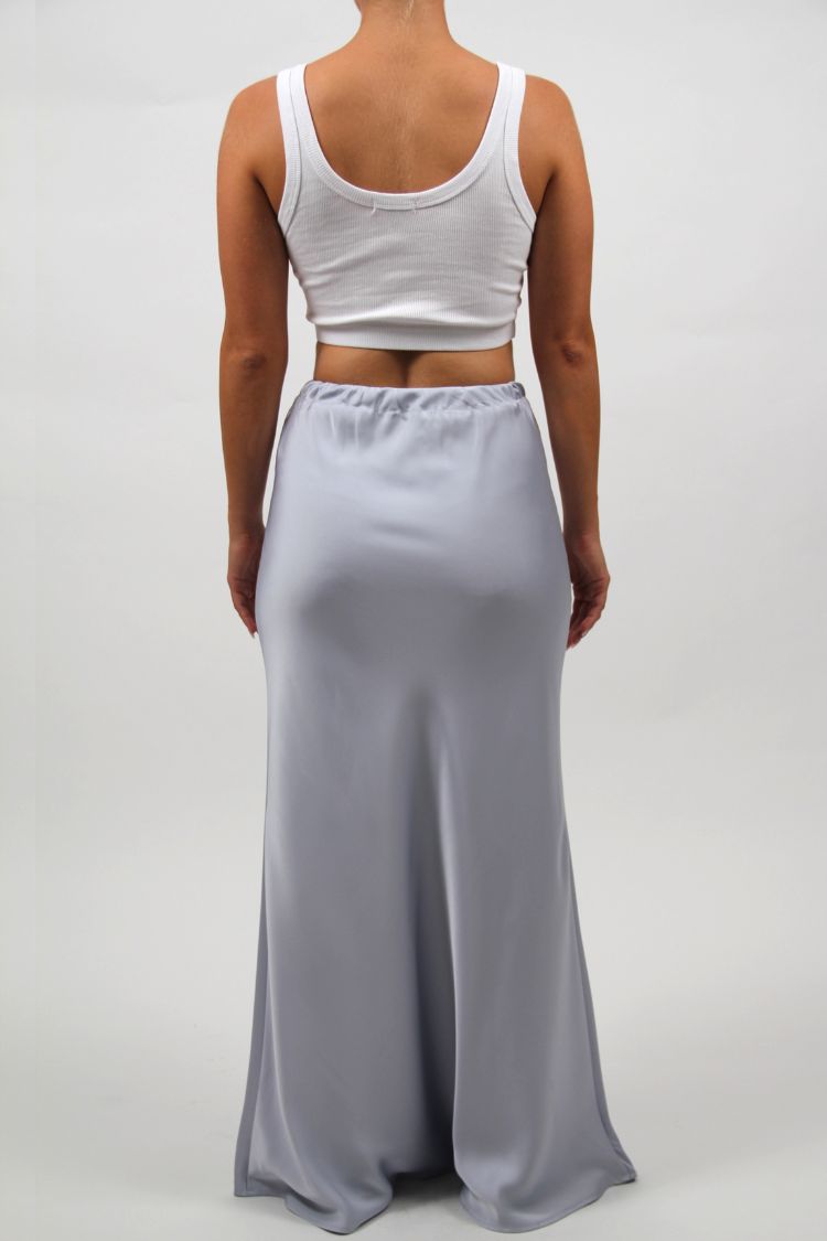 LONG SATIN SKIRT LIGHT BLUE