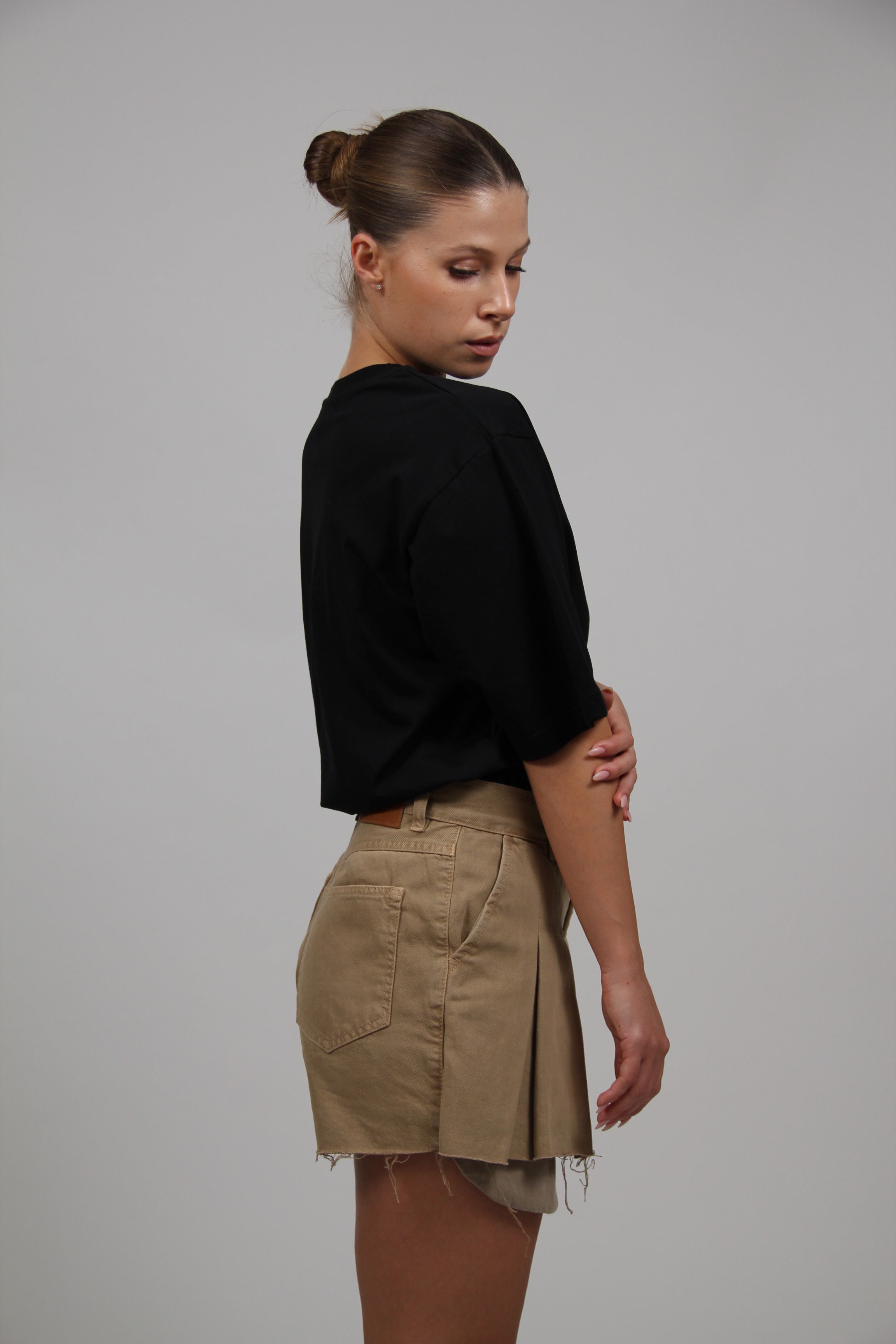 KELLY CAMEL DENIM MINI SKIRT