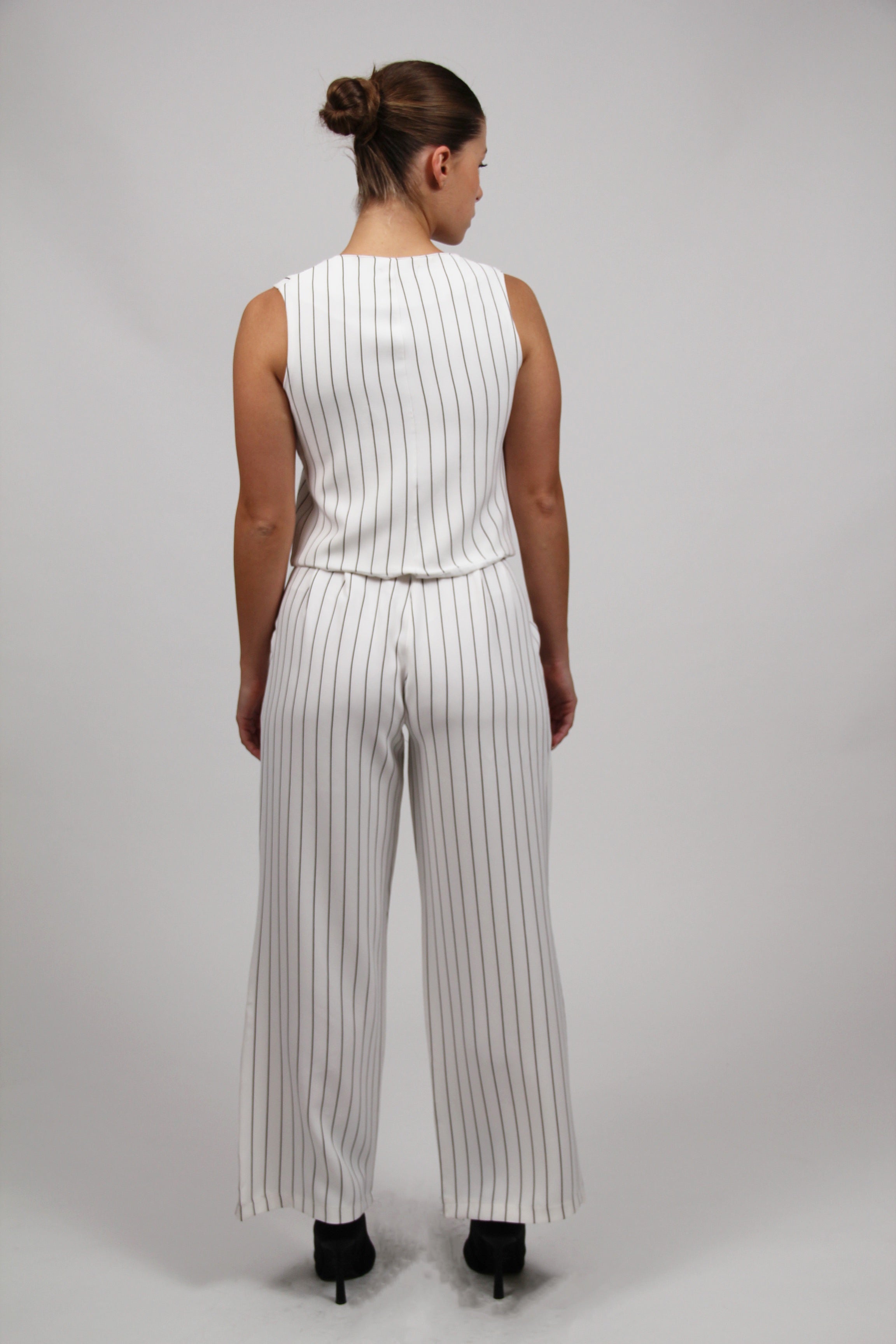 FULL LENGTH STRIPED MASCULINE TROUSERS WHITE