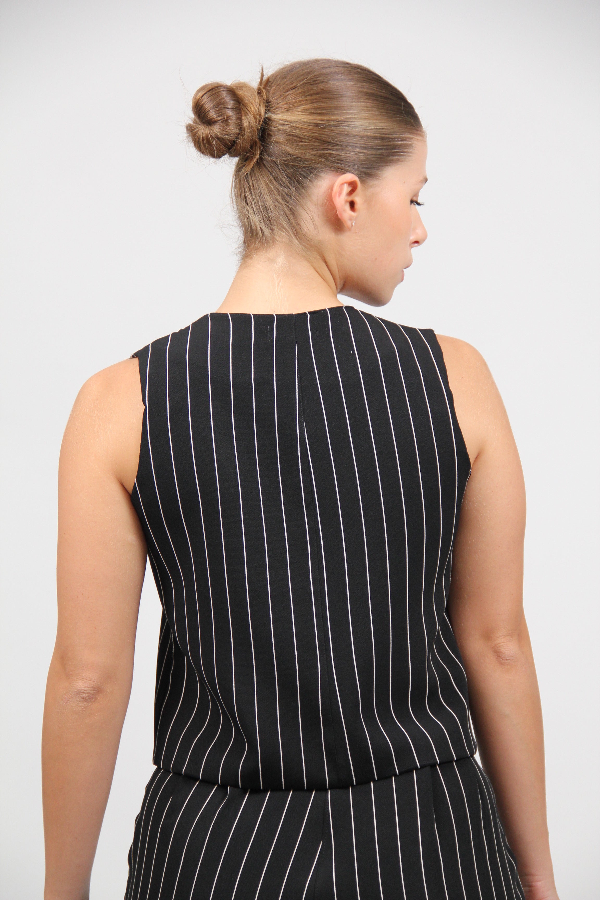 TAILORED STRIPED WAISTCOAT BLACK