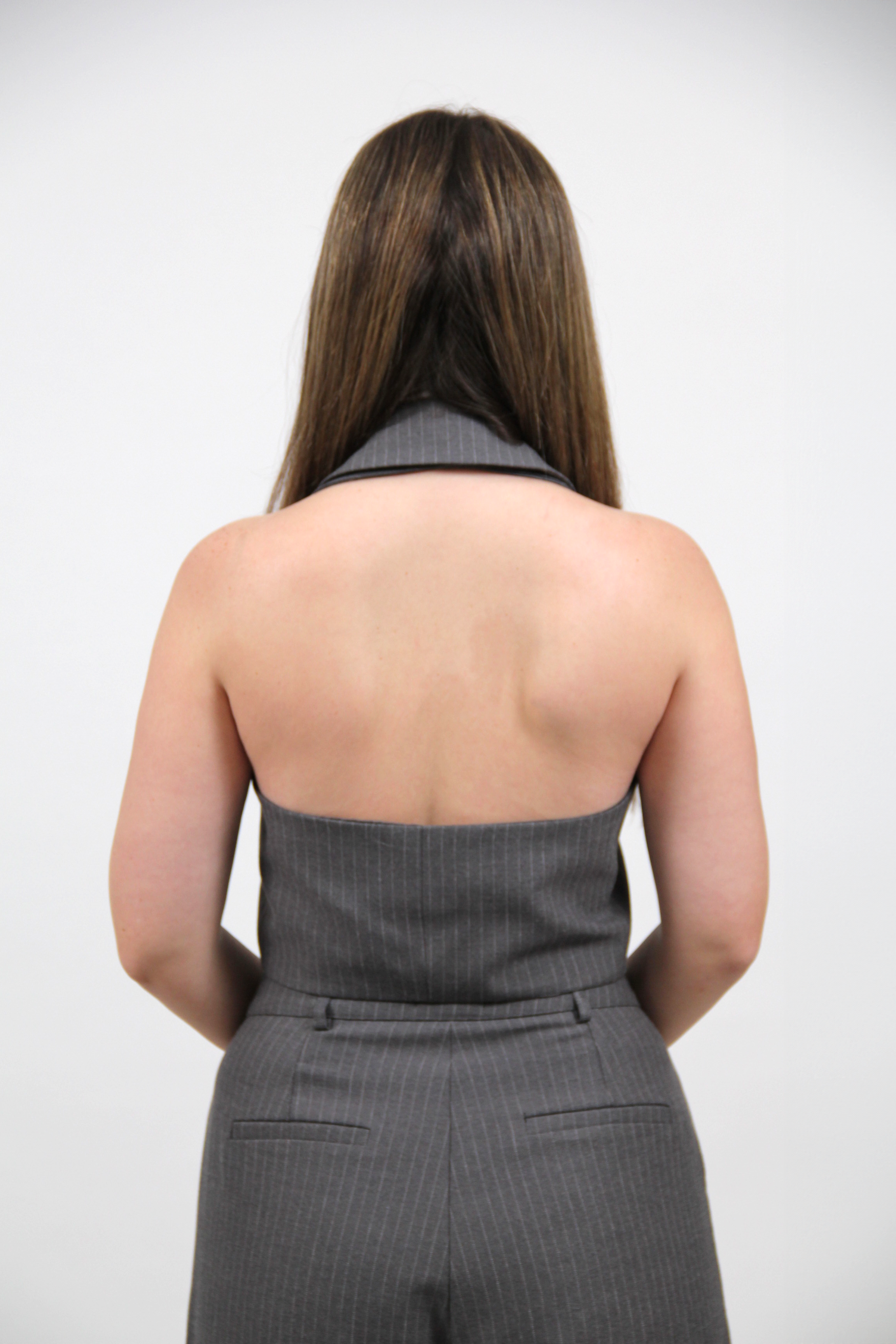 AUDREY STRIPED WAISTCOAT GRAY